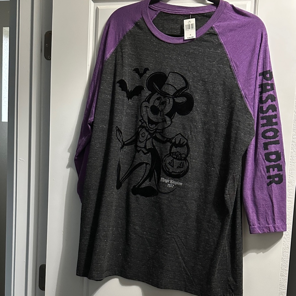 Disney 2022 Mickey’s Not So Scary Halloween Raglan Shirt - Purple and Black